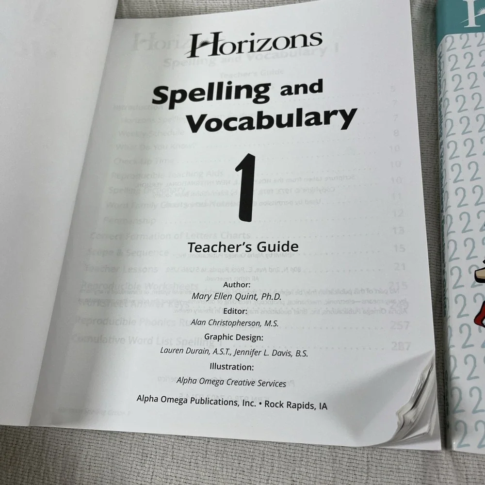 HORIZONS 1st & 2nd Grade Spelling And Vocabulary Teacher's Guide Homeschool NEW!